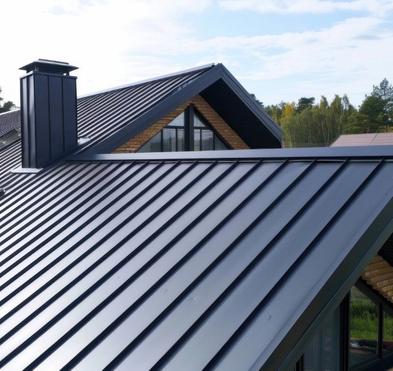 Standing seam metal roof installed by Grand Design Roofing